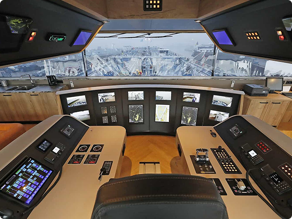 Cargo vessel in industrial port environment for maritime operations.